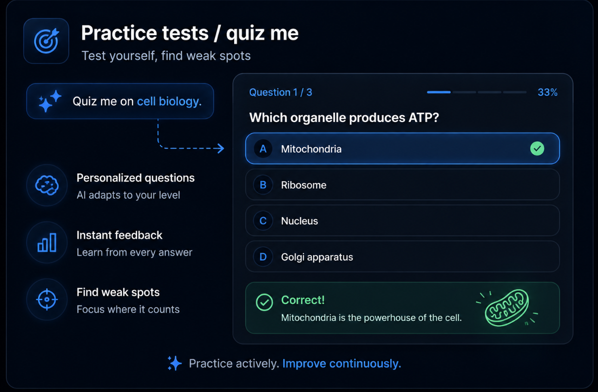 Practice tests, on demand