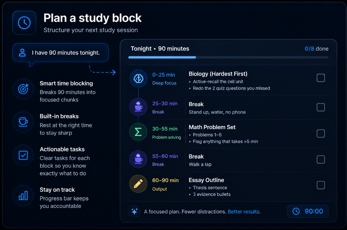 Plan a study block